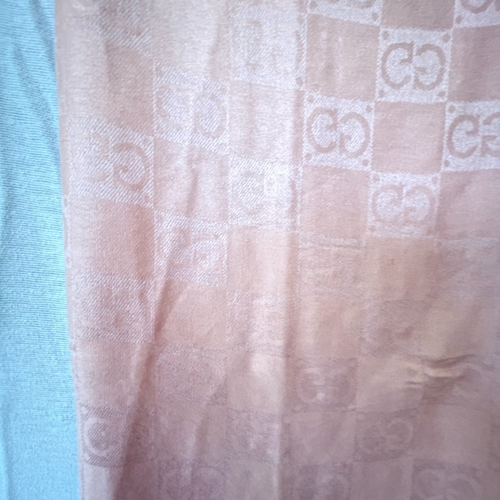 GUCCI shawl apricot classic gc stripe wool made In Italy - Picture 6 of 7